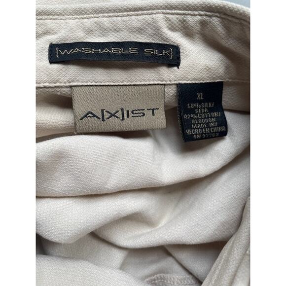 AXIST Size‎ XL Silk blend Short Sleeve Button Front Shirt Tan - Picture 4 of 4